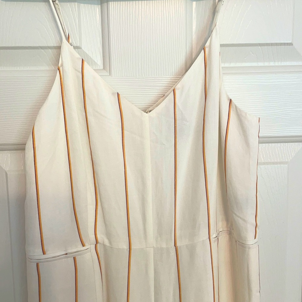 Striped Anthropologie white/orange jumpsuit